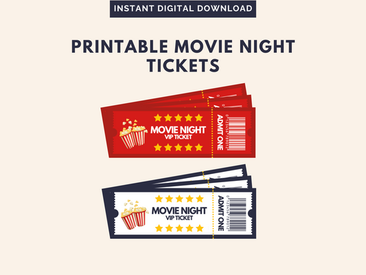 Printable Movie Night Tickets | Perfect for Movie Themed Parties, Backyard & Family Movie Nights