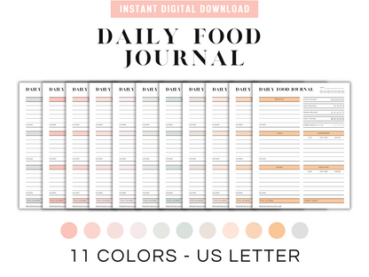 Daily Food Log | Diet Diary, Nutrition Tracker, Weight Loss Journal & Food Diary Journal
