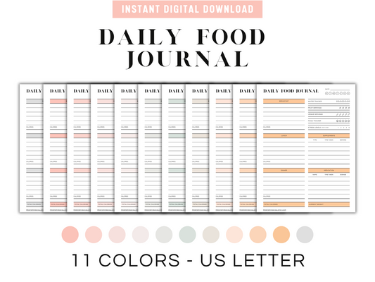 Daily Food Log | Diet Diary, Nutrition Tracker, Weight Loss Journal & Food Diary Journal