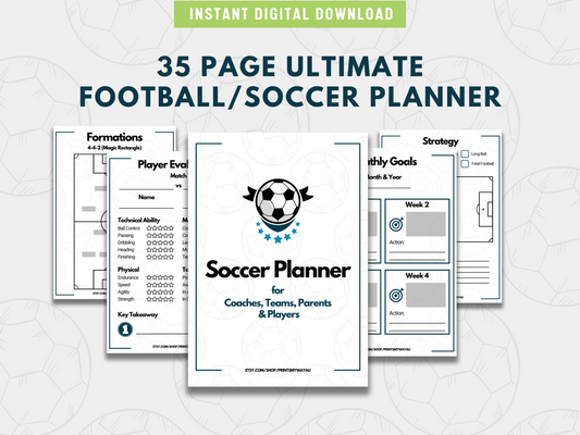 Football Coaching Sheets |  Printable Football Planner with Soccer Formation, Football Lineup, Game Day Analysis & Strategy