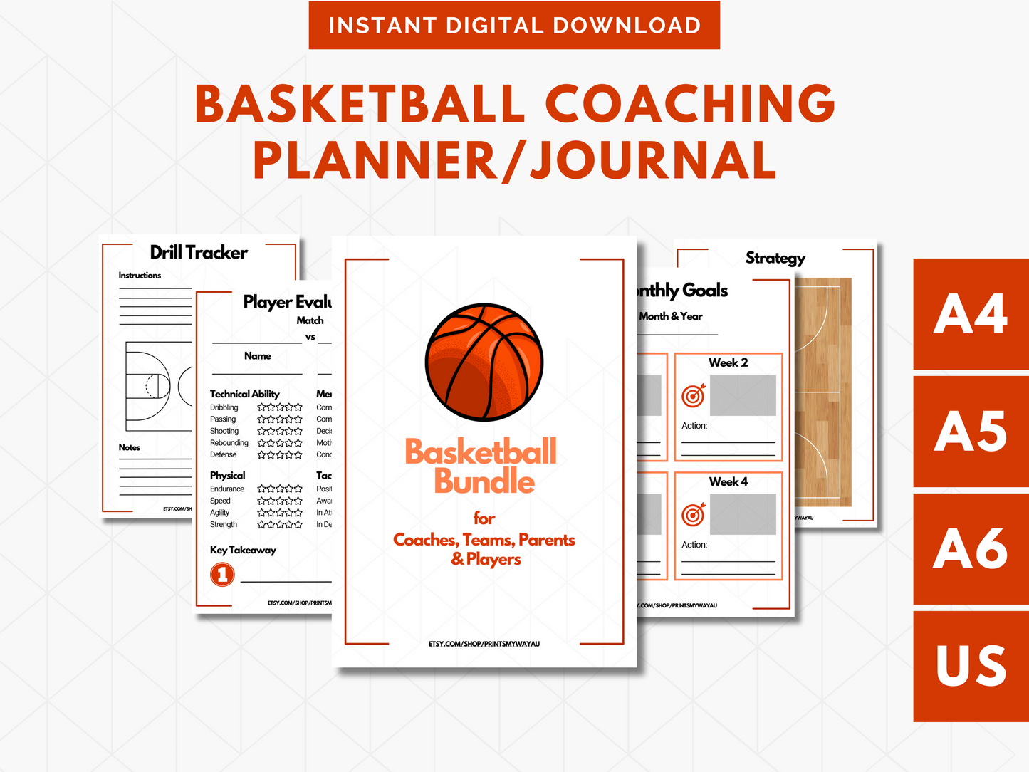 Basketball Coaching Sheets | Printable Basketball Planner for Players, Coaches, Teams & Parents
