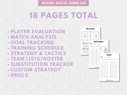 Lacrosse Coaching Sheet | Includes Player Evaluation, Game Day Strategy, Practice Plans & Substitution Trackers