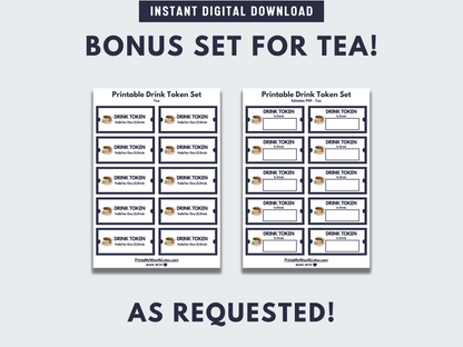 Printable Drink Token Bundle | Printable Drink Coupons & Drink Vouchers, Perfect For Parties, Events & Food Trucks